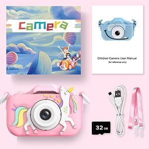 Goopow Kids Camera Toys for 3-8 Year Old Girls Boys,Children Digital Video Camcorder Camera with Cartoon Soft Cover, Best Chritmas Birthday Festival Gift for Kids - 32G SD Card Included 24hrsmart